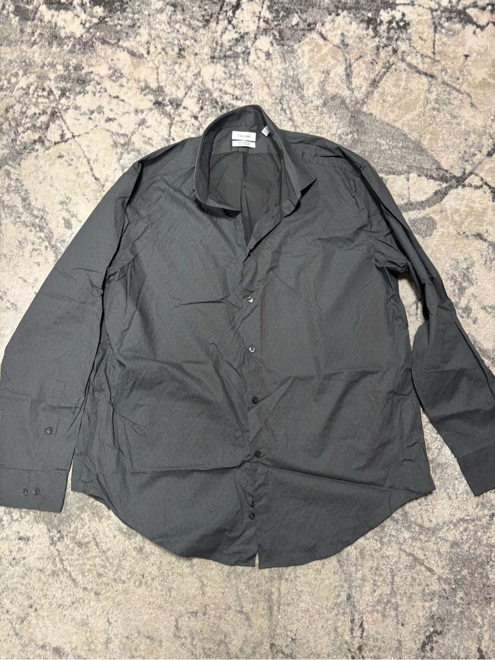 Calvin Klein Men's Dark Gray Long-Sleeve Dress Shirt